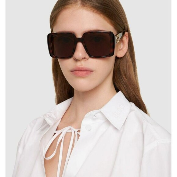 Gucci GG1692S 002 BRAND NEW Sunglasses Havana Brown Square Women - Picture 10 of 10